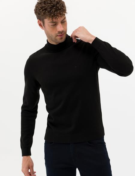 Siyah Slim Fit Yarım Balıkçı Yaka Basic Triko Kazak - 50276161054