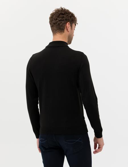 Siyah Slim Fit Yarım Balıkçı Yaka Basic Triko Kazak - 50276161054