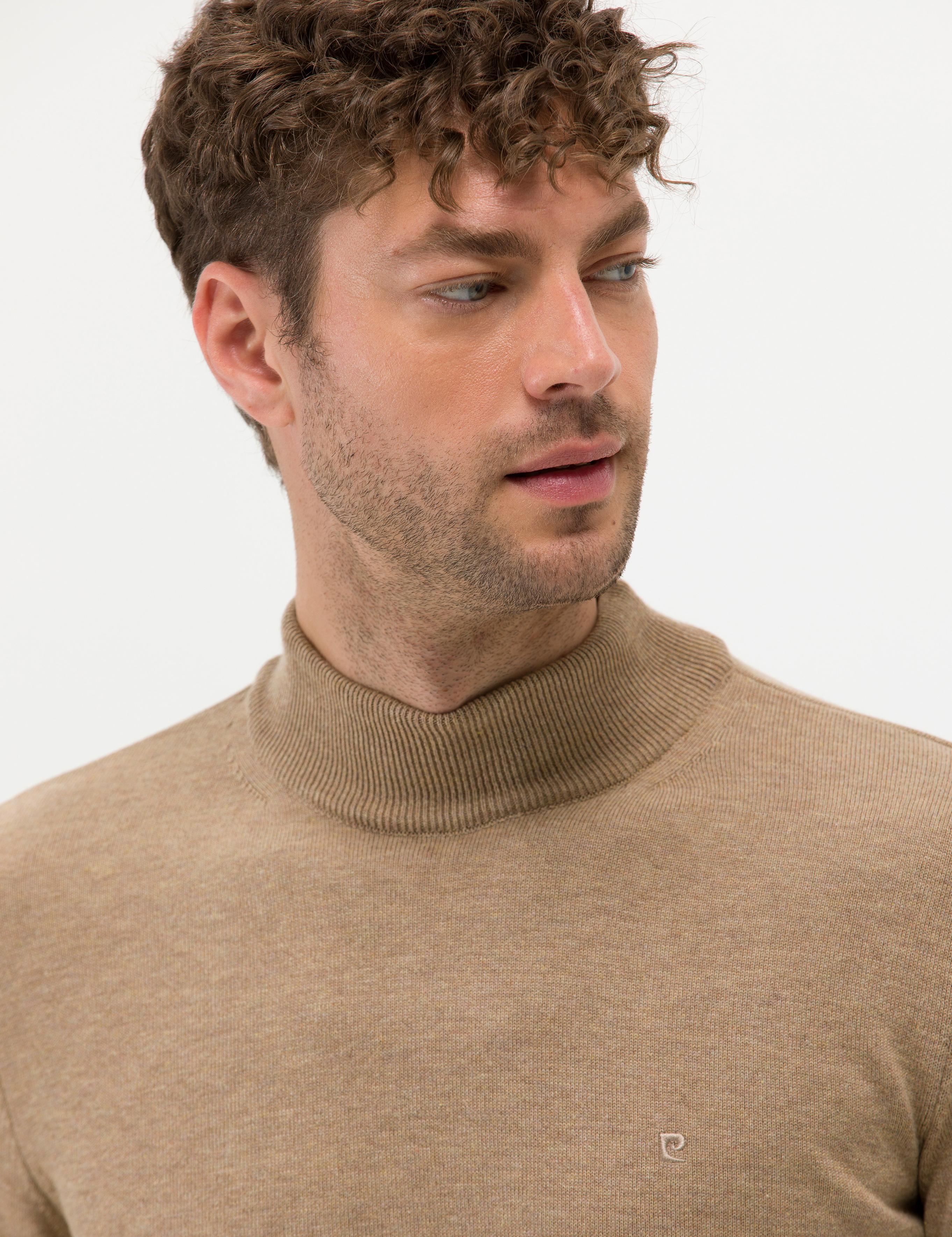 Camel Melanj Slim Fit Yarım Balıkçı Yaka Basic Triko Kazak