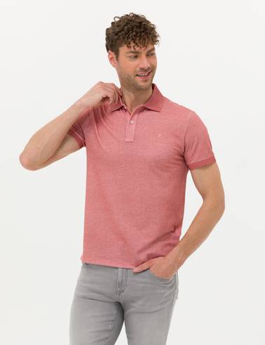 Kahverengi Slim Fit Dokulu Polo Yaka Tişört