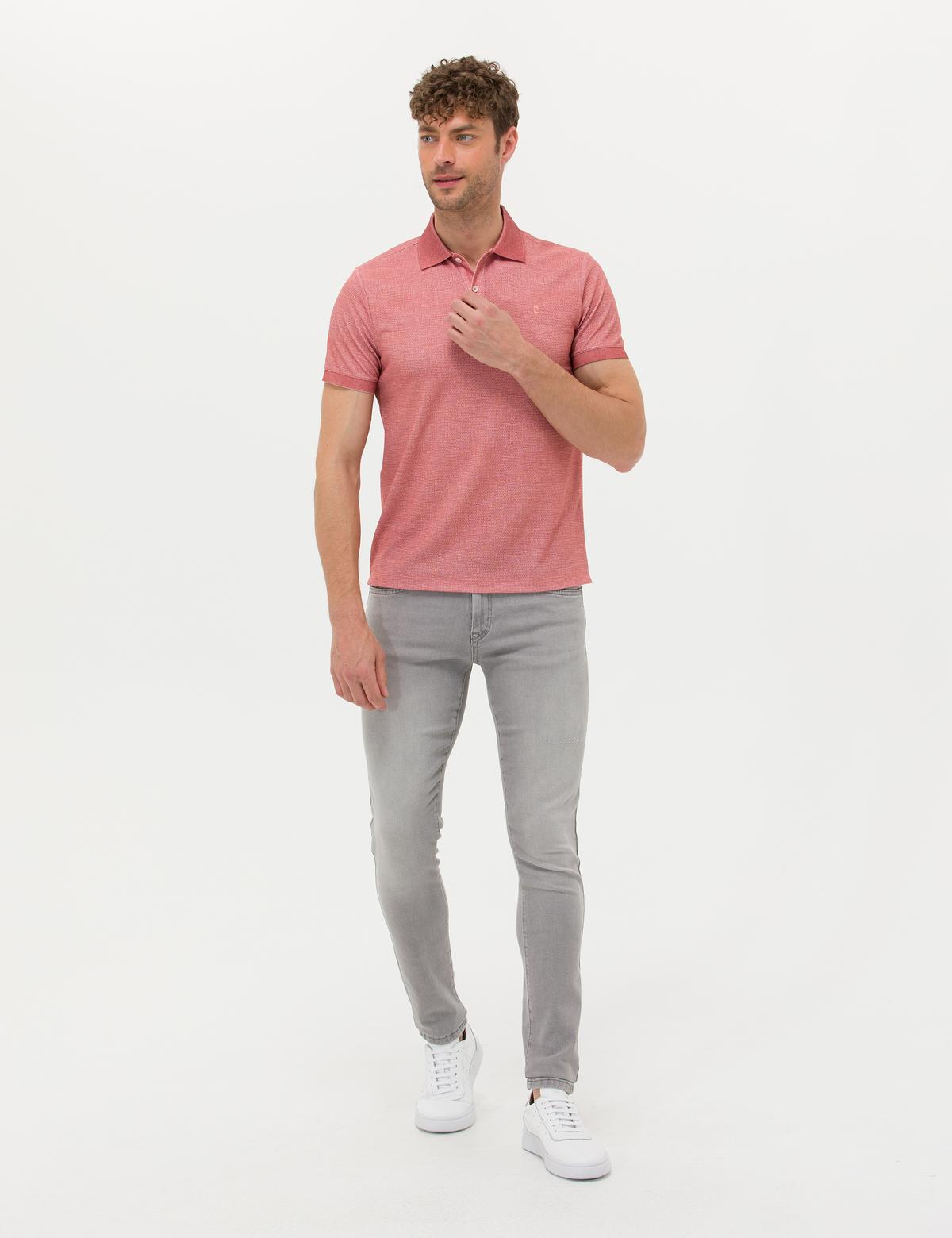 Kahverengi Slim Fit Dokulu Polo Yaka Tişört - 50270239033