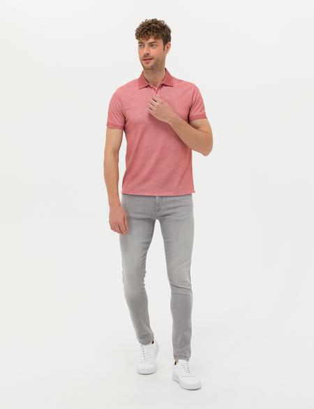 Kahverengi Slim Fit Dokulu Polo Yaka Tişört - 50270239033