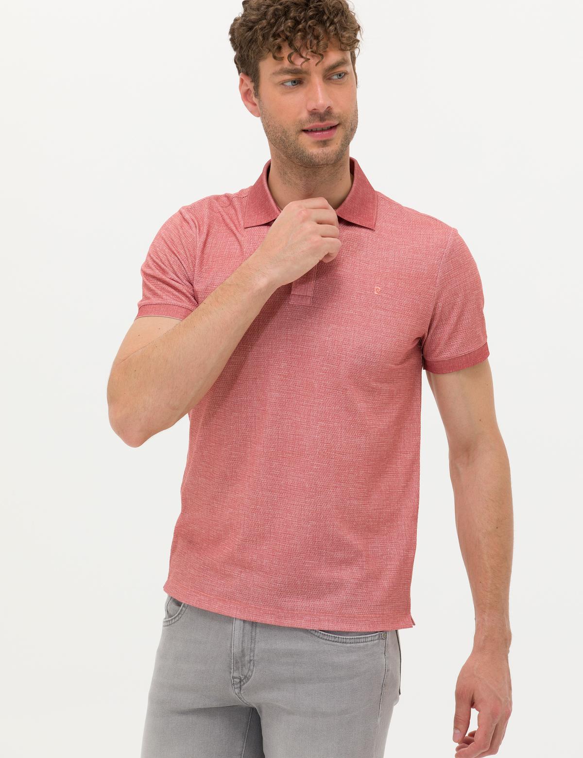 Kahverengi Slim Fit Dokulu Polo Yaka Tişört - 50270239033