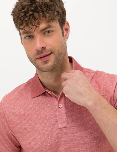 Kahverengi Slim Fit Dokulu Polo Yaka Tişört