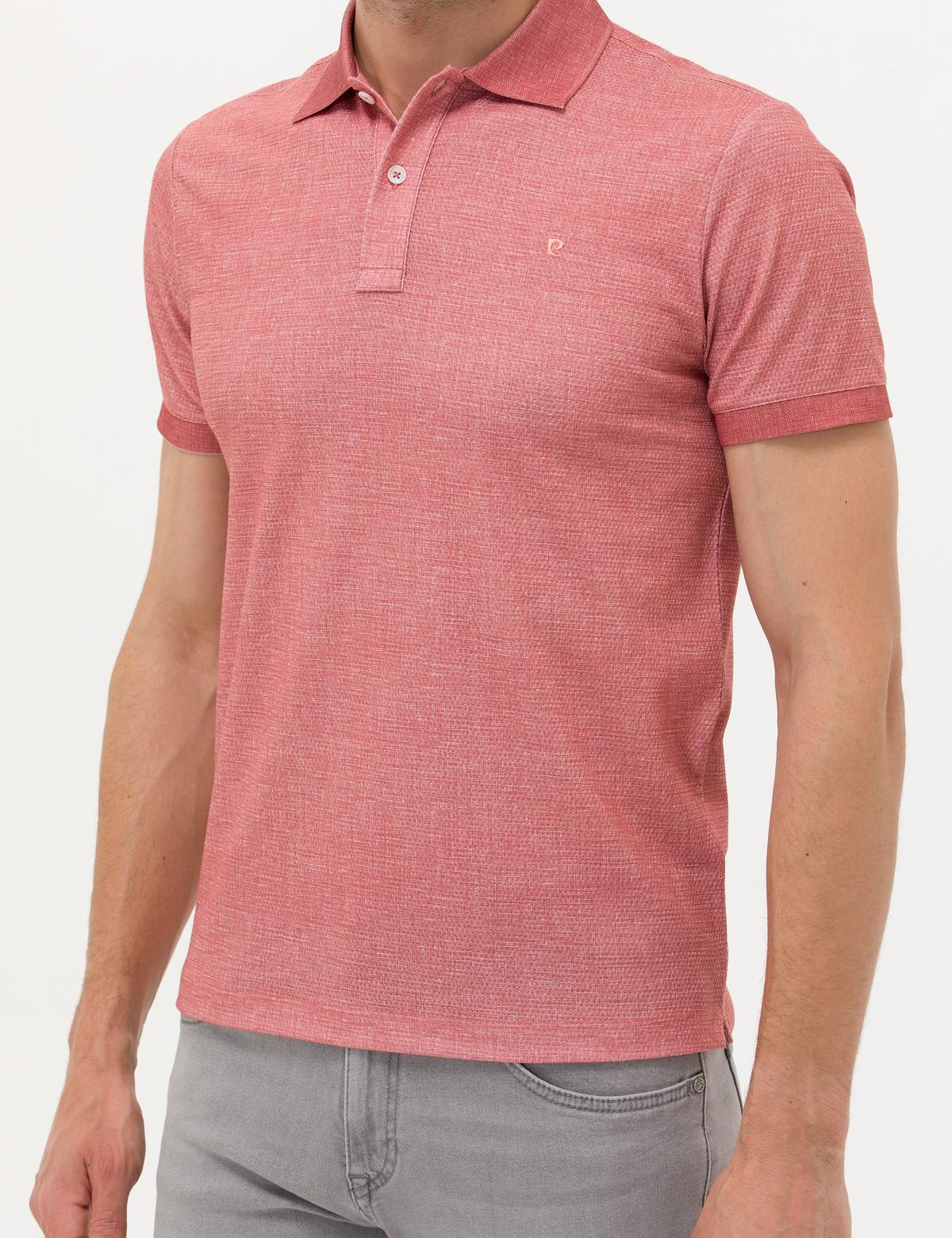 Kahverengi Slim Fit Dokulu Polo Yaka Tişört - 50270239033