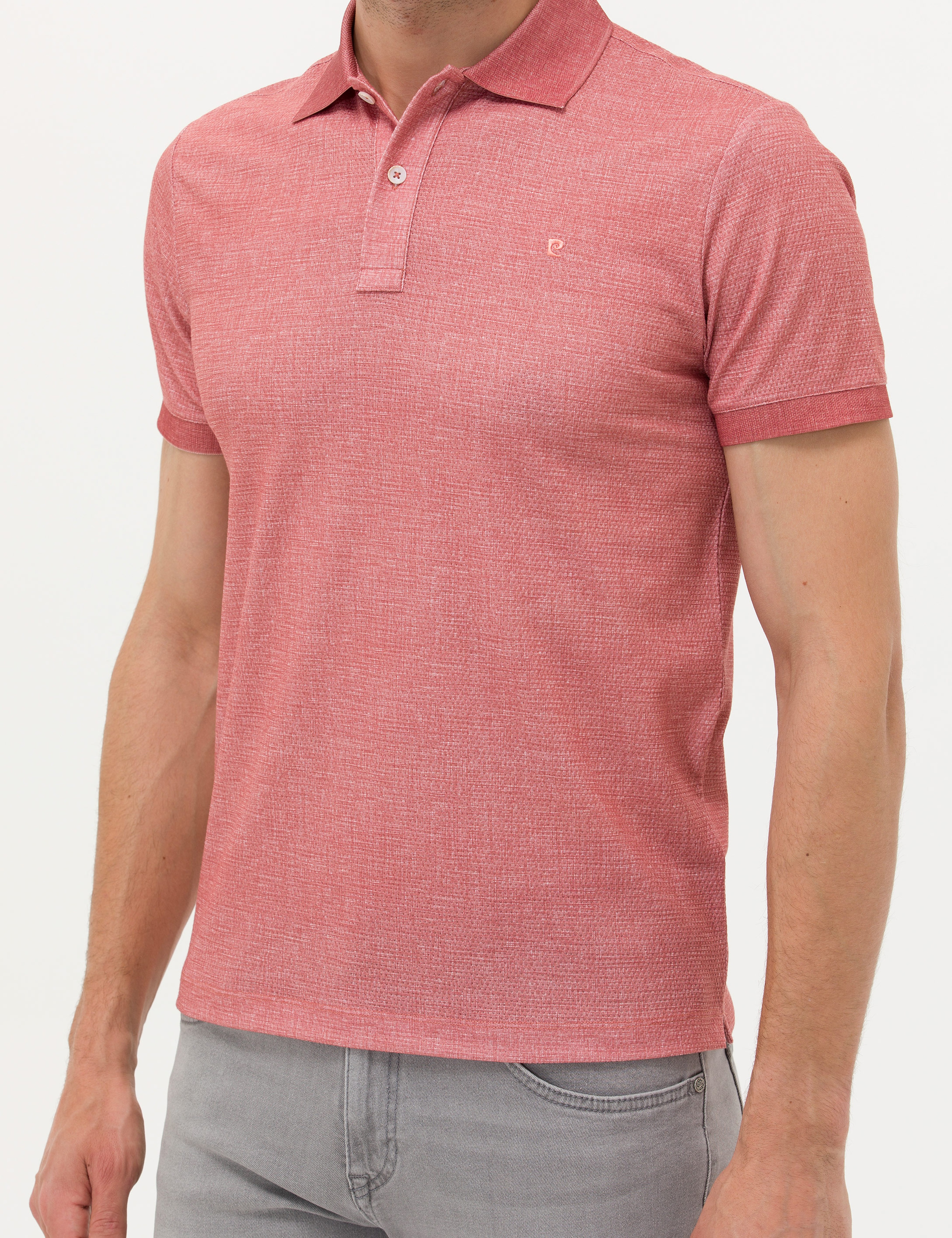Kahverengi Slim Fit Dokulu Polo Yaka Tişört