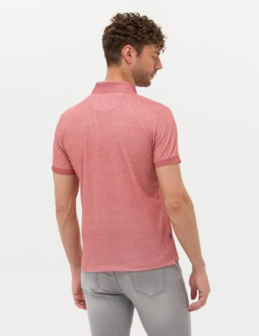 Kahverengi Slim Fit Dokulu Polo Yaka Tişört