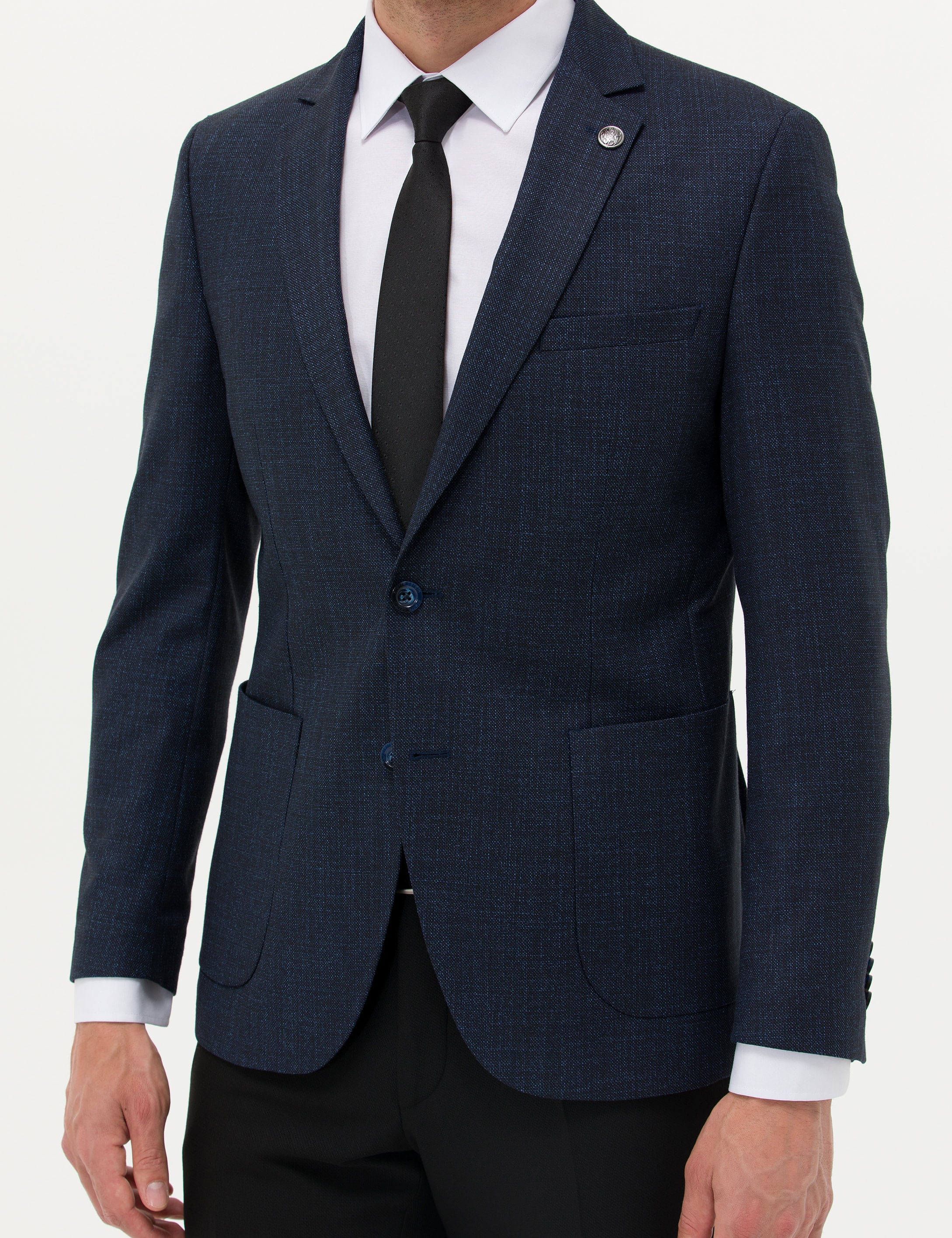 Lacivert Klasik Blazer Ekstra Slim Fit Ceket - Image 5