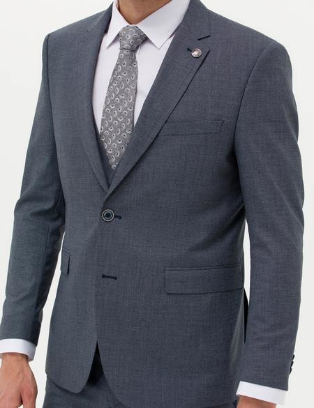 Lacivert Yelekli Takım Elbise - 50264894005