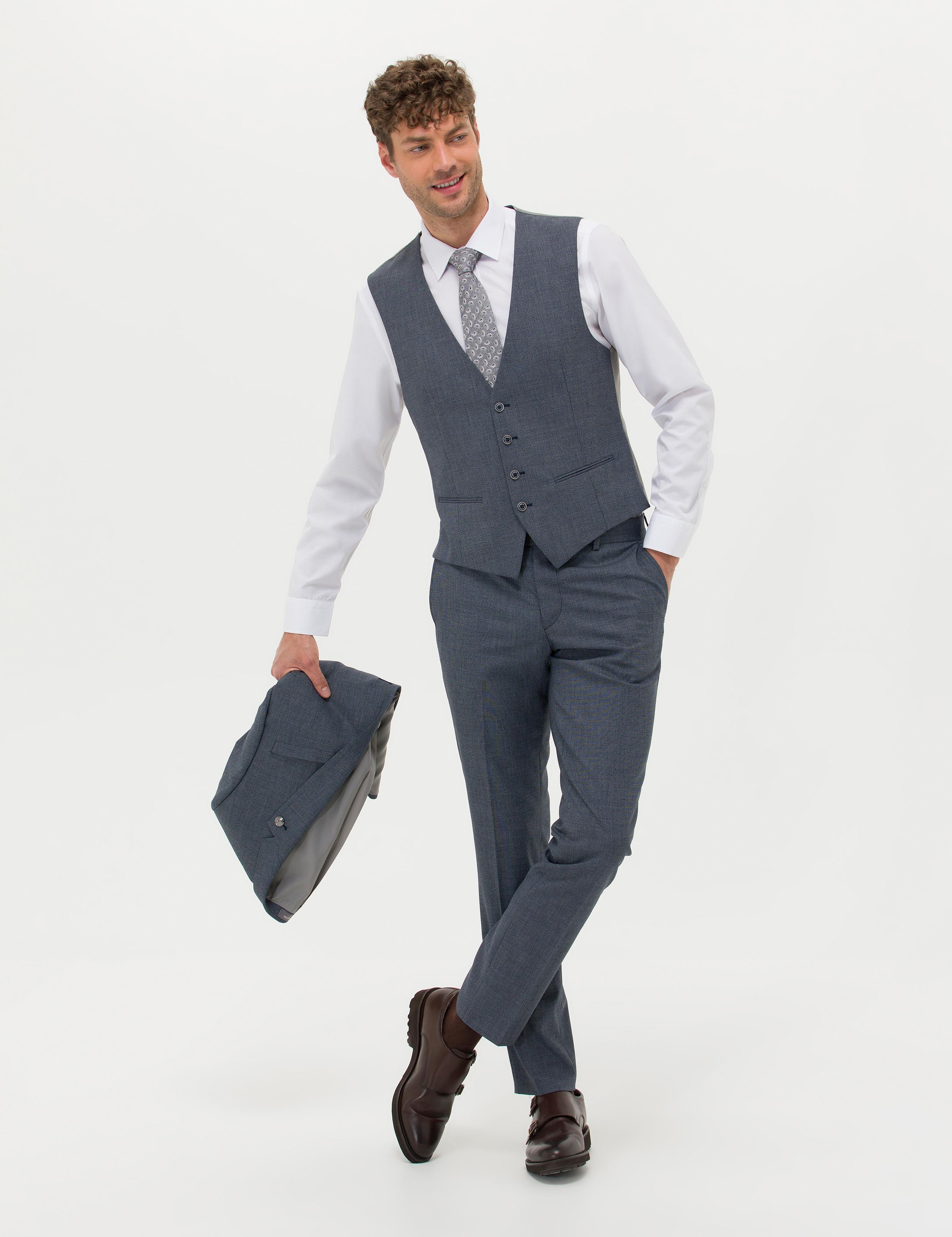 Lacivert Yelekli Takım Elbise