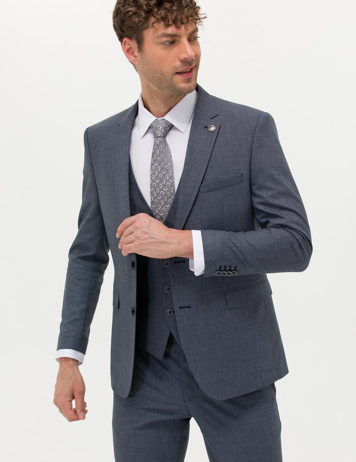 Lacivert Yelekli Takım Elbise - 50264894005