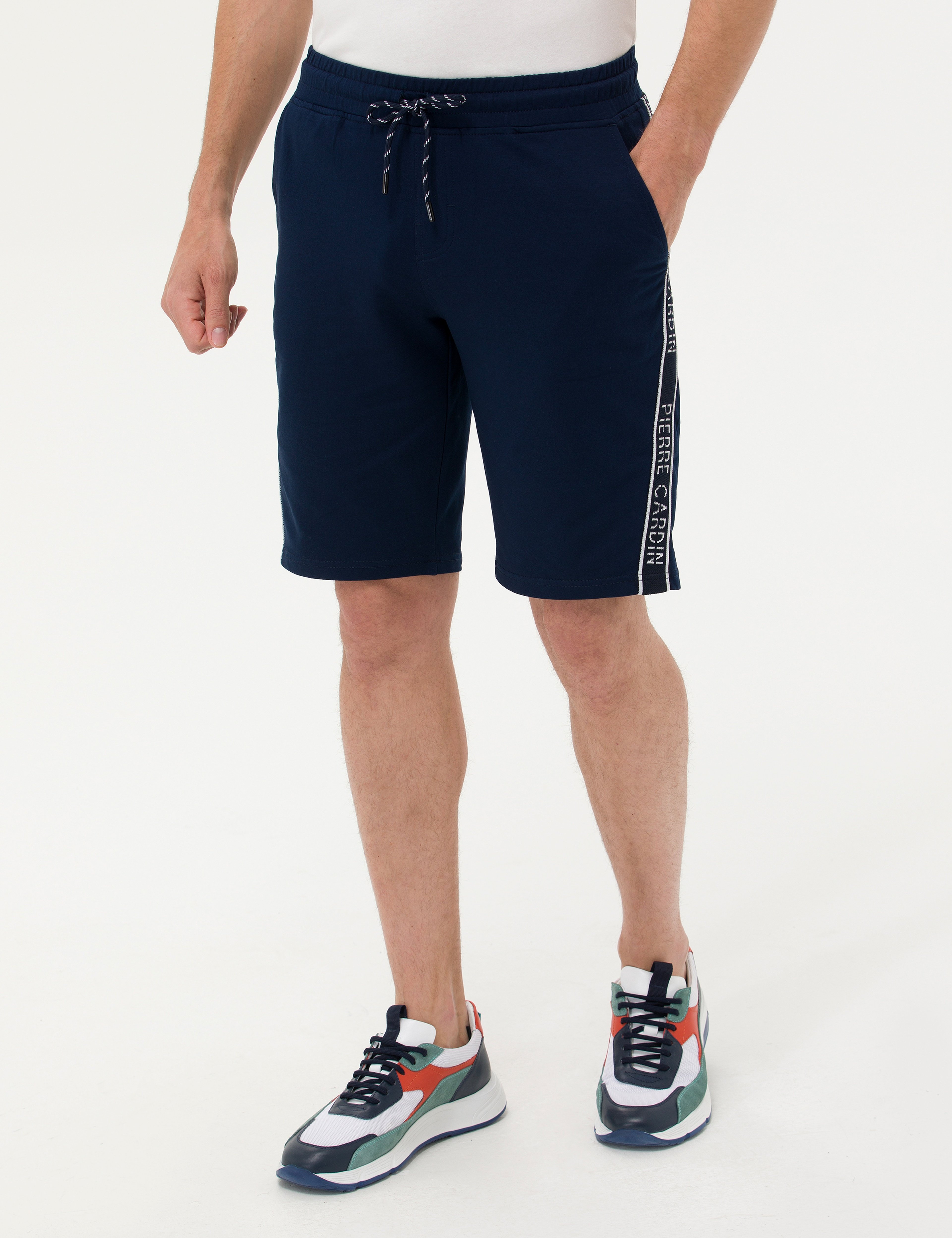 Lacivert Slim Fit Örme Şort - Image 2