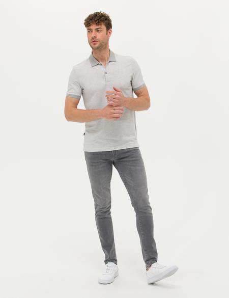 Açık Gri Melanj Slim Fit Polo Yaka Tişört - 50263954044