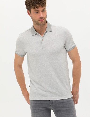 Açık Gri Melanj Slim Fit Polo Yaka Tişört