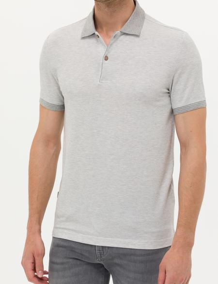 Açık Gri Melanj Slim Fit Polo Yaka Tişört - 50263954044
