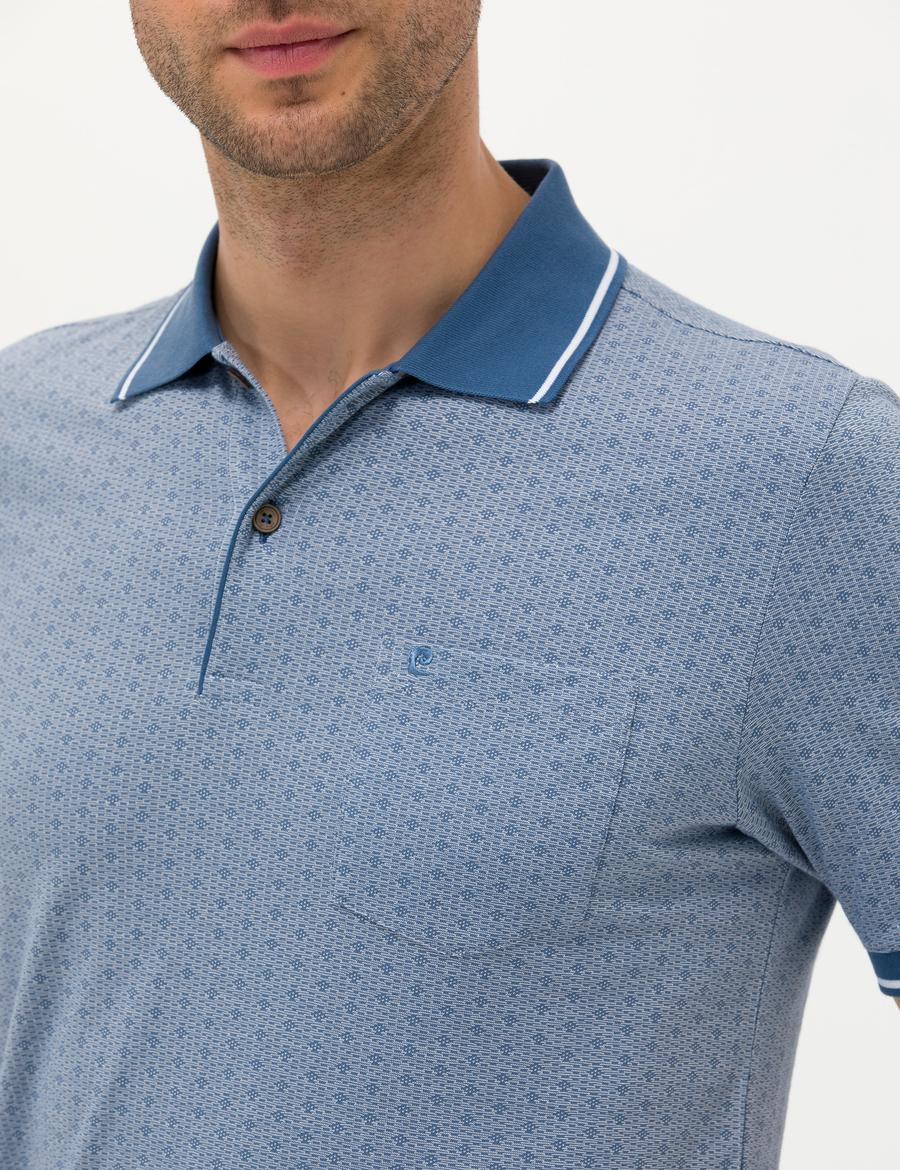 Koyu Mavi Regular Fit Baskılı Polo Yaka Tişört