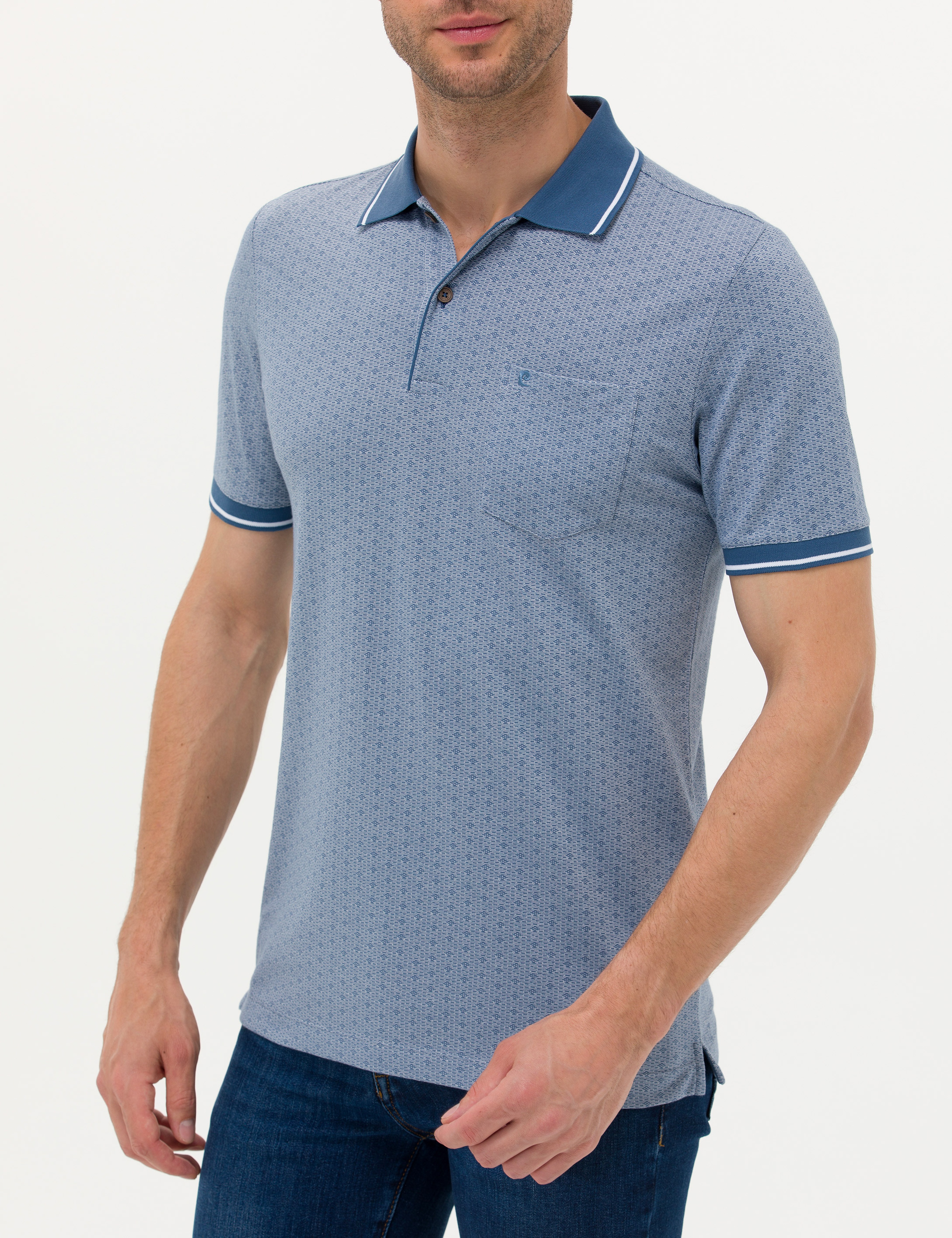 Koyu Mavi Regular Fit Baskılı Polo Yaka Tişört - Image 6