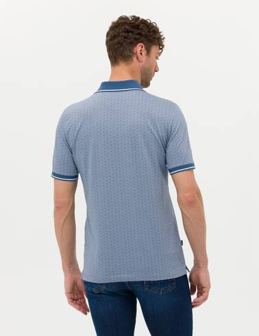 Koyu Mavi Regular Fit Baskılı Polo Yaka Tişört
