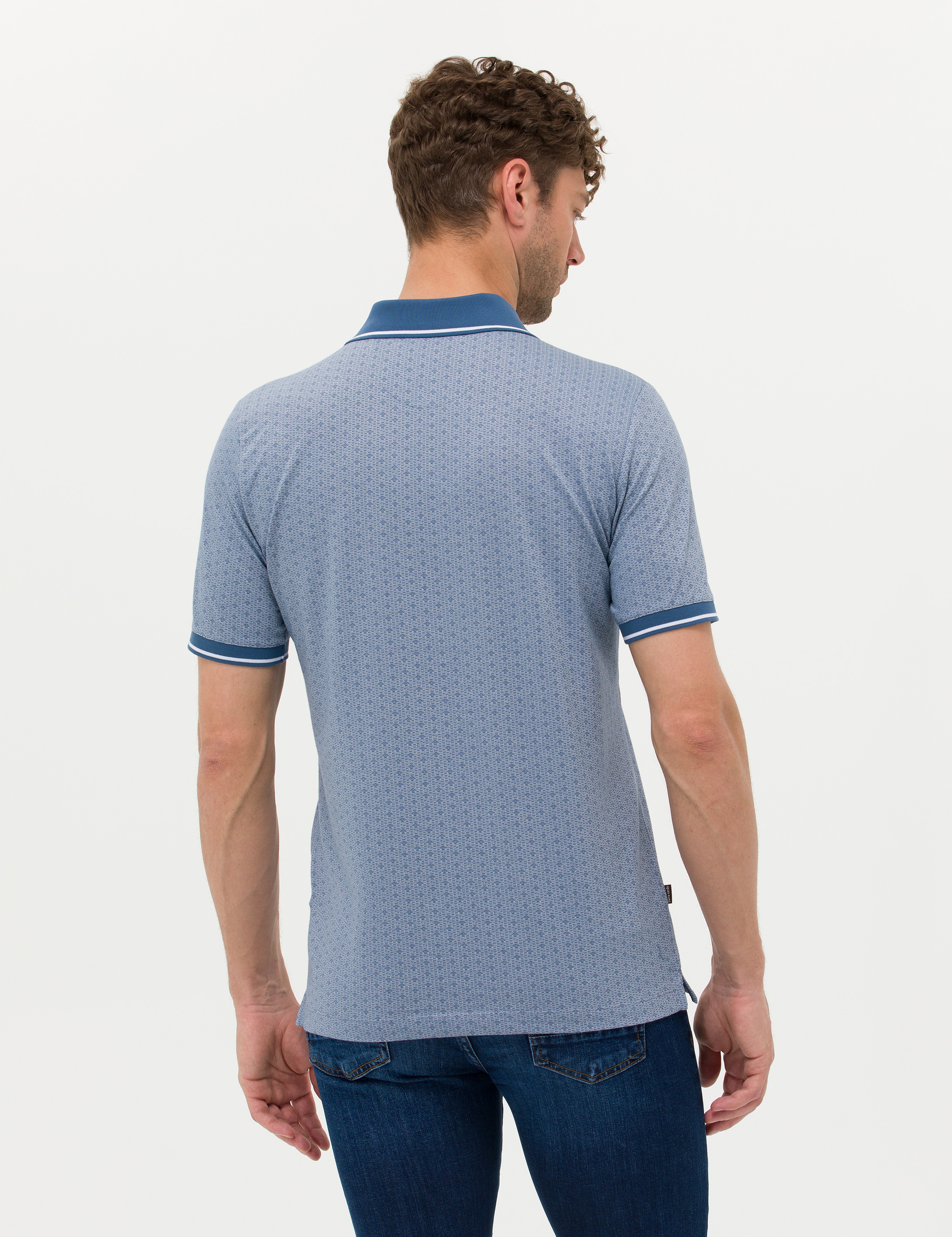 Koyu Mavi Regular Fit Baskılı Polo Yaka Tişört - Image 5