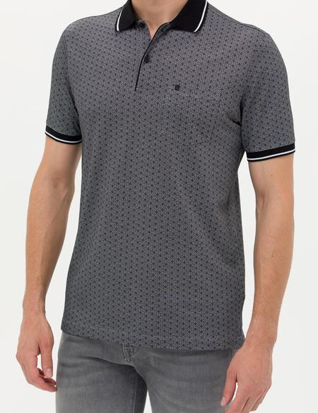 Siyah Regular Fit Baskılı Polo Yaka Tişört - 50264575067