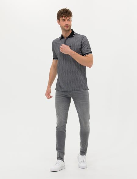 Siyah Regular Fit Baskılı Polo Yaka Tişört - 50264575067
