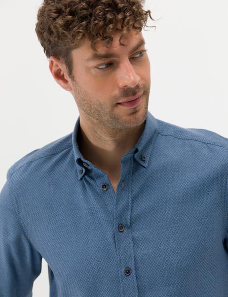 Lacivert Slim Fit Uzun Kollu Gömlek - 50265762026