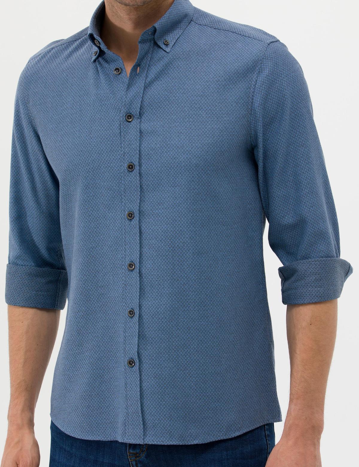 Lacivert Slim Fit Uzun Kollu Gömlek - 50265762026