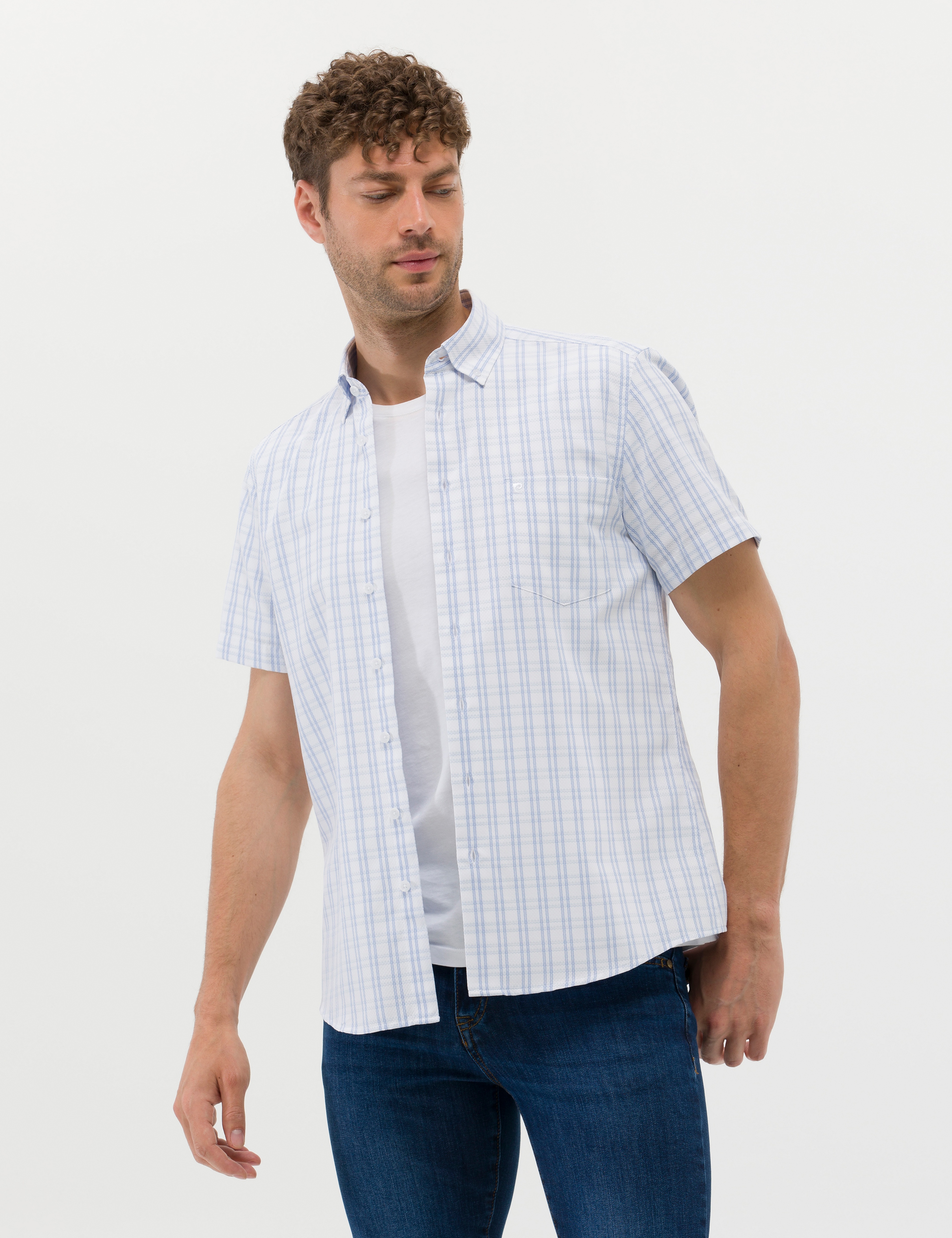 Mavi Regular Fit Kısa Kollu Gömlek - Image 4