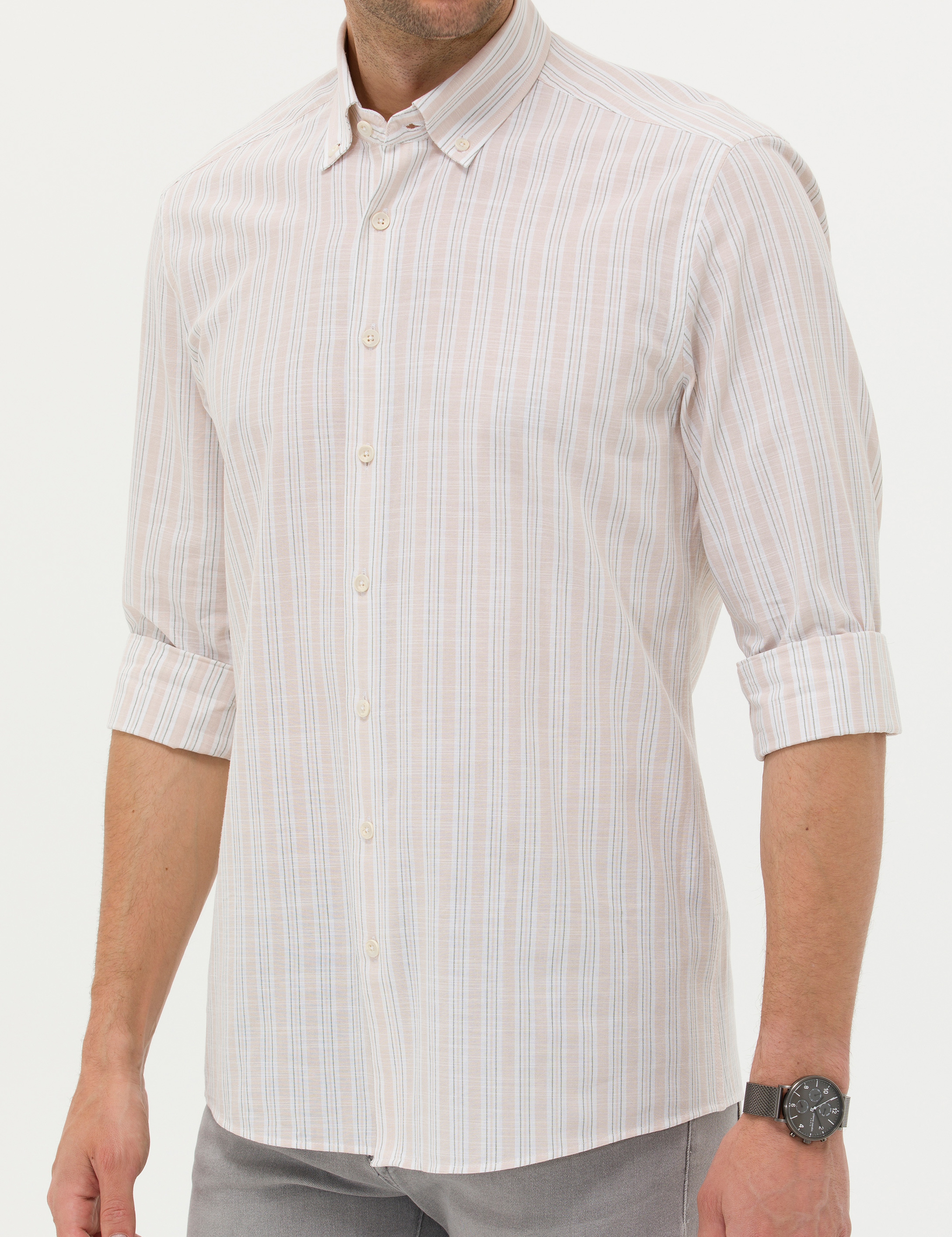 Haki Regular Fit Uzun Kollu Gömlek - Image 6