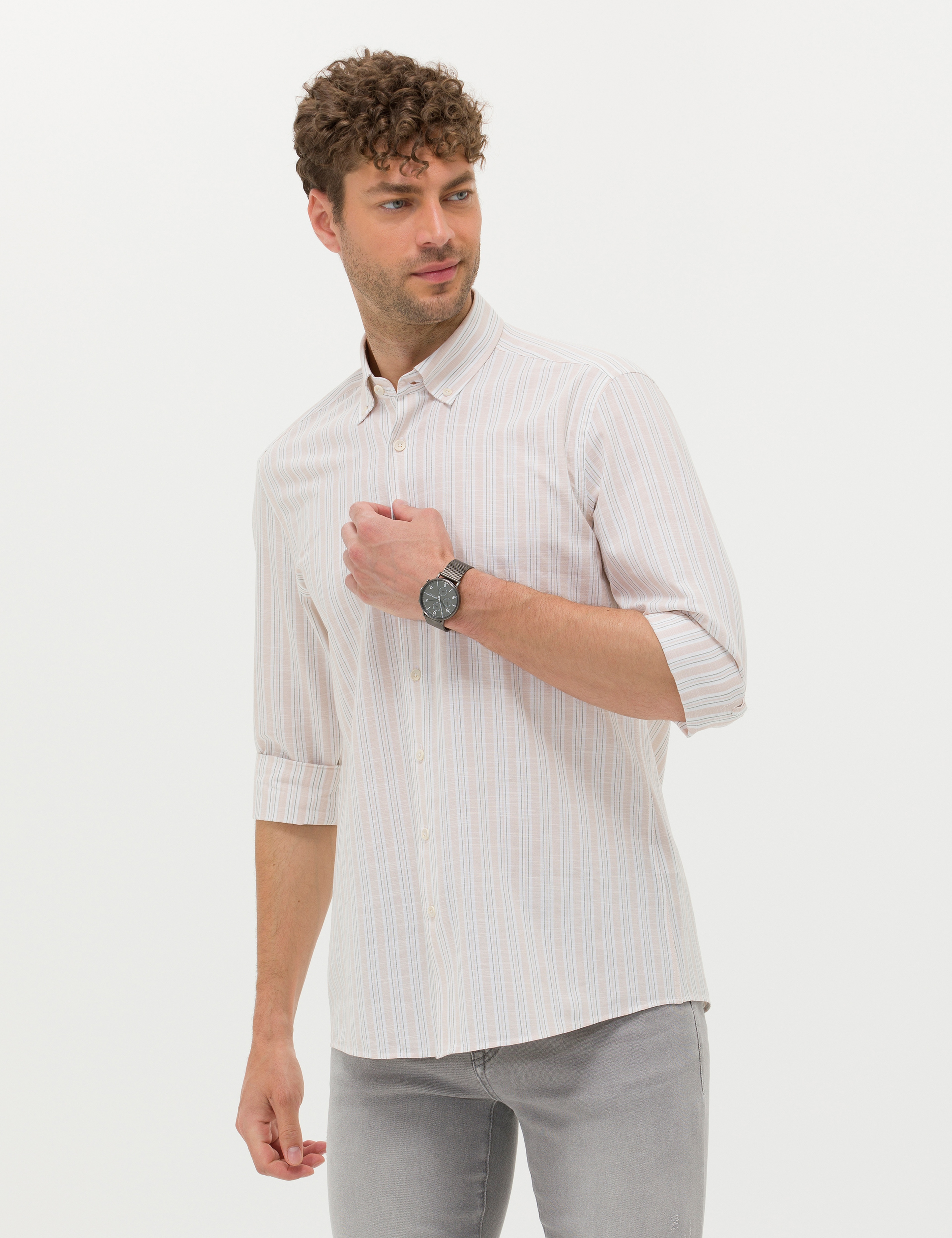 Haki Regular Fit Uzun Kollu Gömlek - Image 1