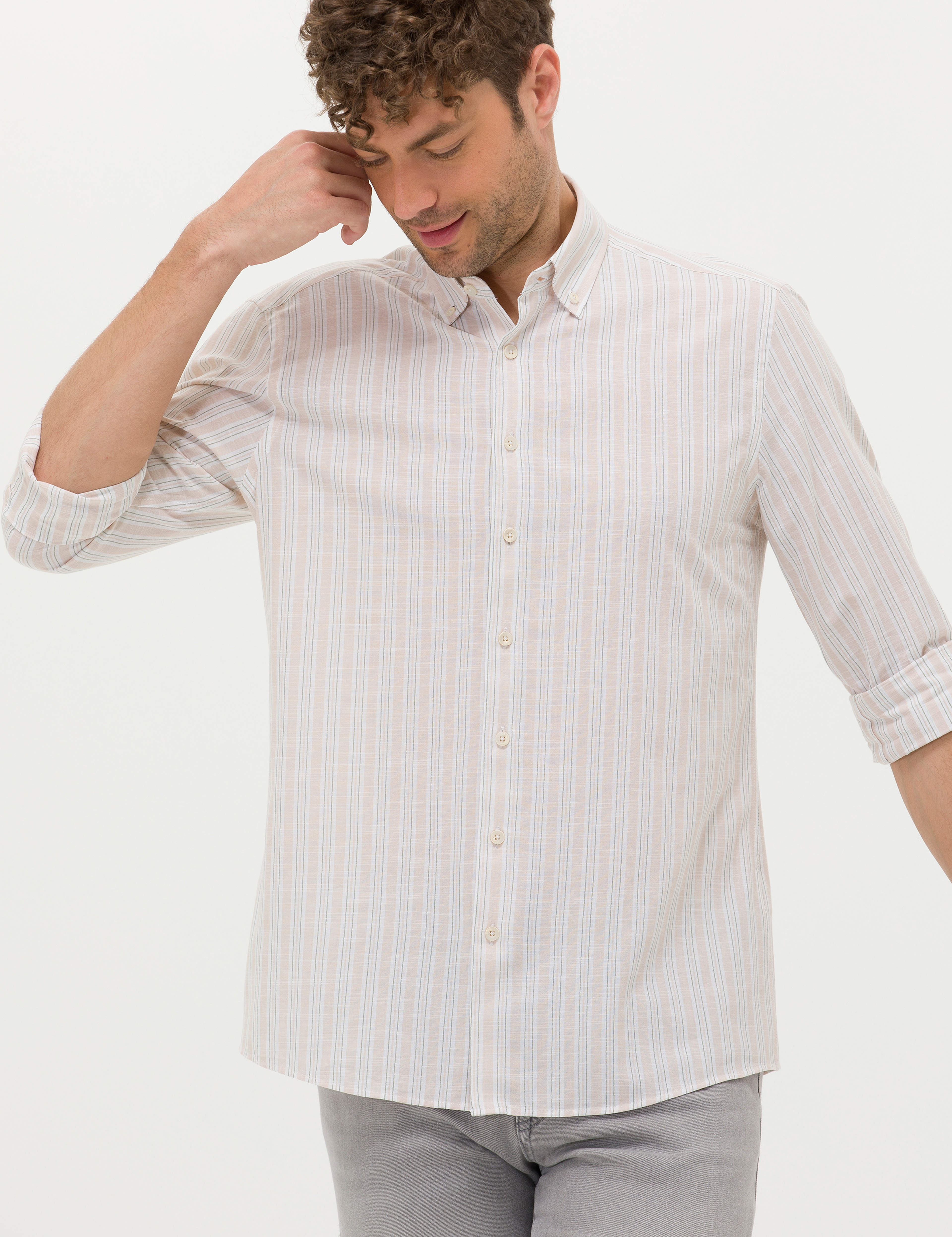 Haki Regular Fit Uzun Kollu Gömlek - Image 3
