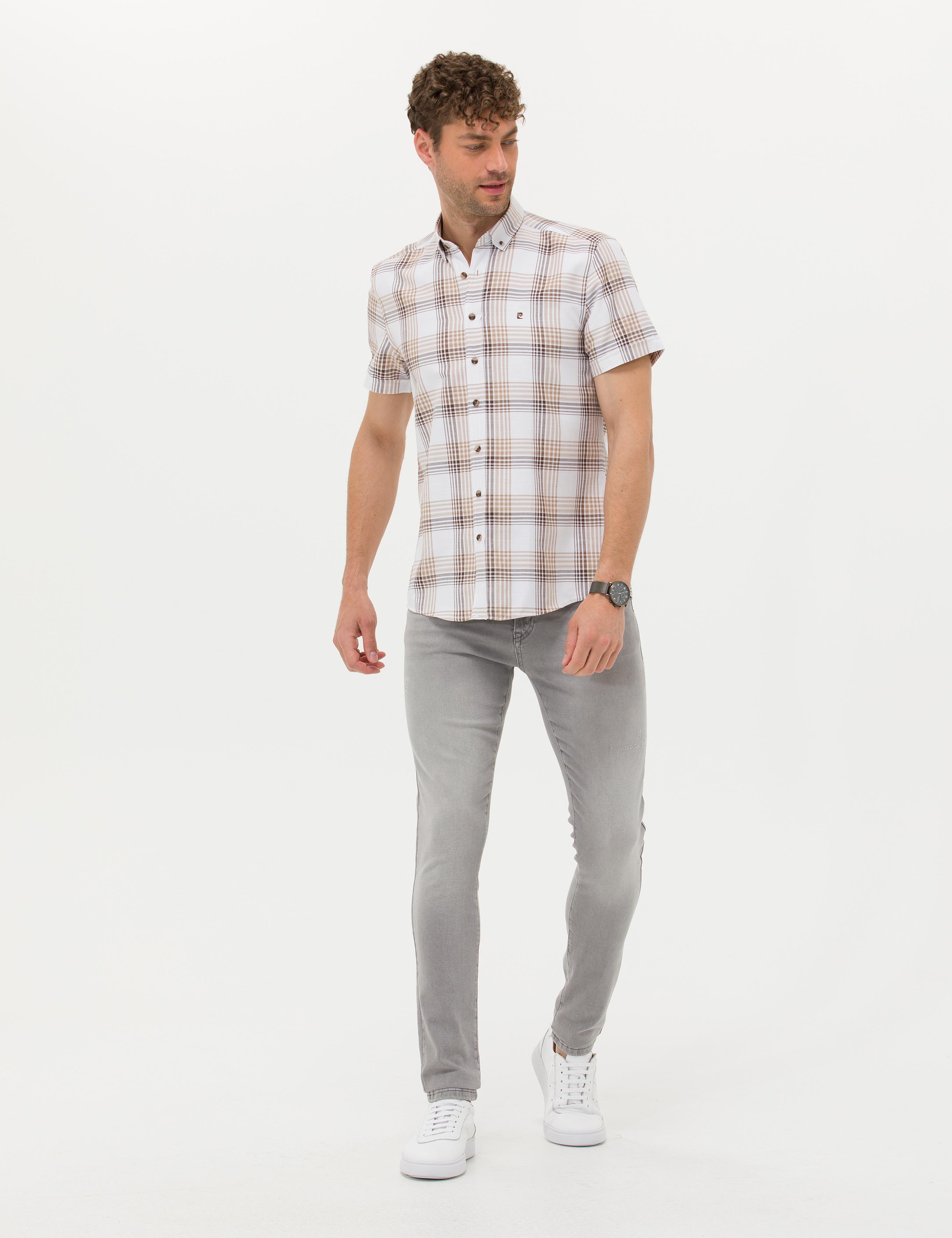 Kahverengi Regular Fit Kısa Kollu Gömlek