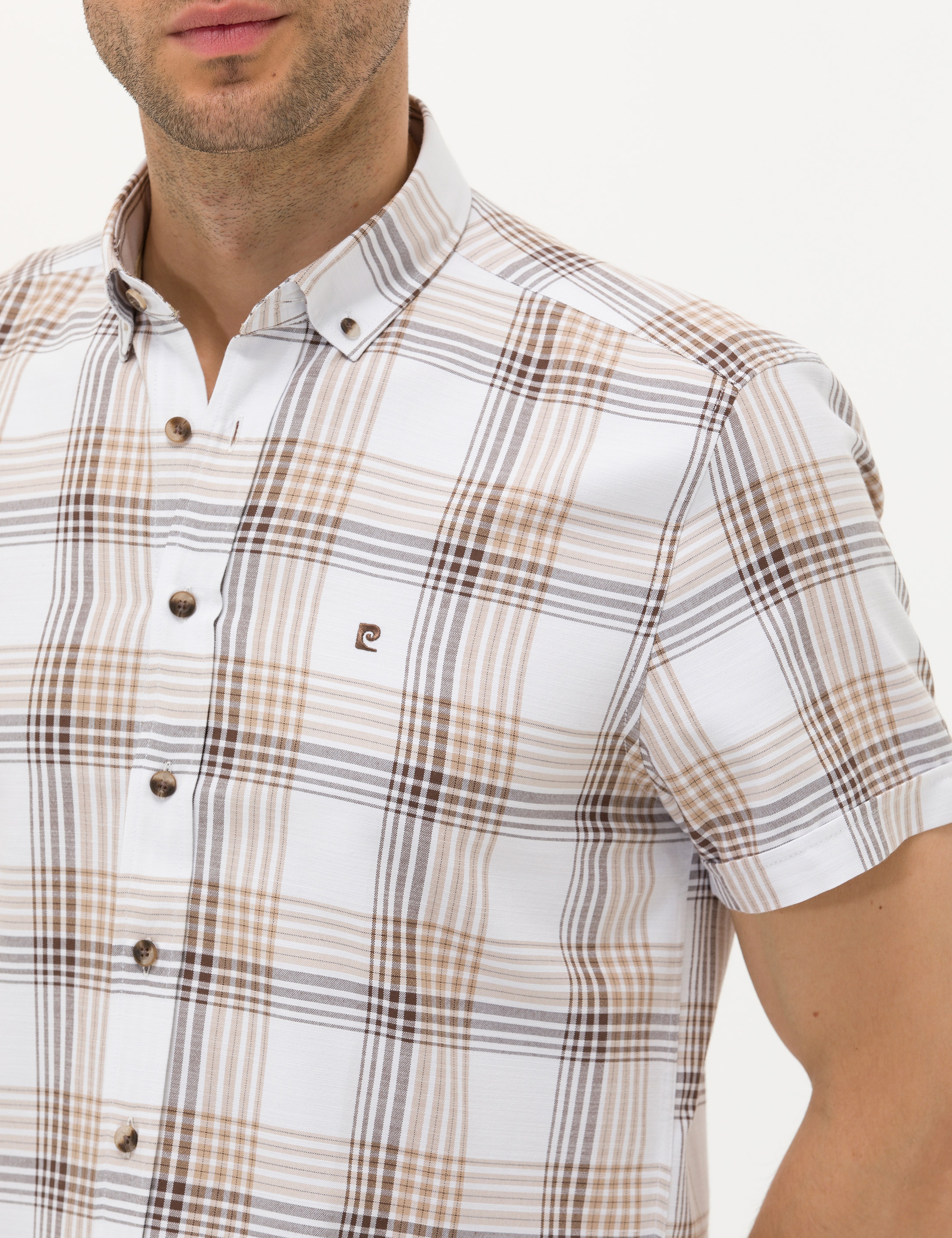 Kahverengi Regular Fit Kısa Kollu Gömlek - Image 7