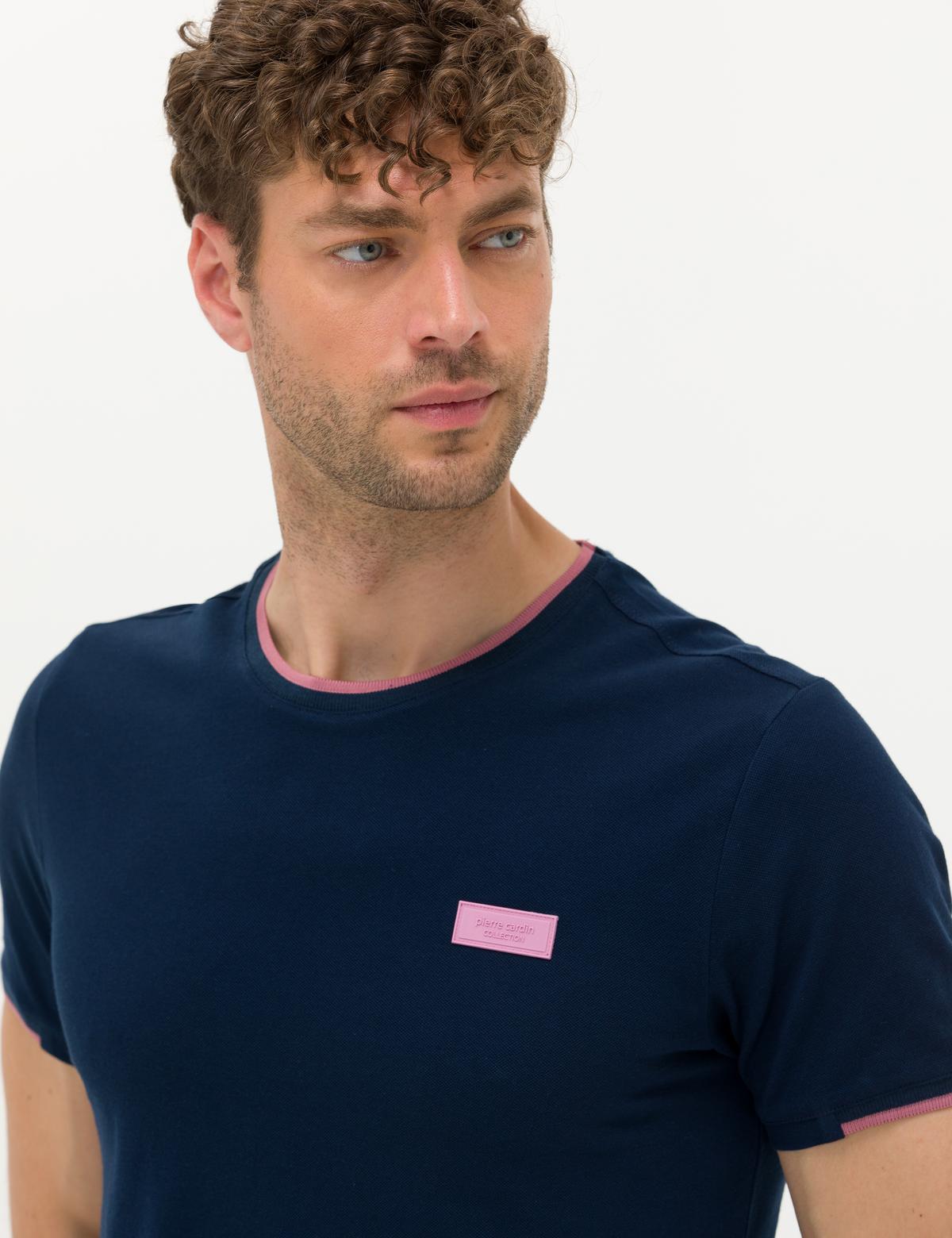 Lacivert Slim Fit Bisiklet Yaka Tişört - 50262632076