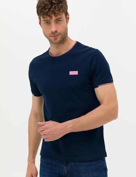 Lacivert Slim Fit Bisiklet Yaka Tişört - 50262632076
