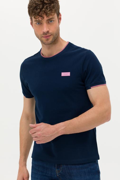 Lacivert Slim Fit Bisiklet Yaka Tişört