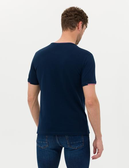 Lacivert Slim Fit Bisiklet Yaka Tişört - 50262632076