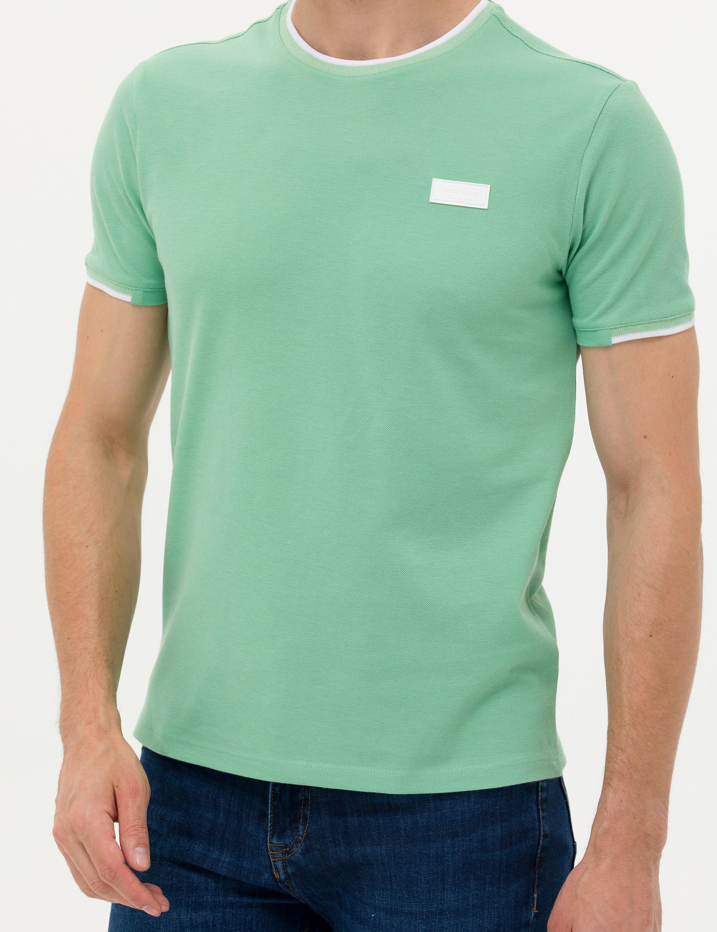 Açık Yeşil Slim Fit Bisiklet Yaka Tişört