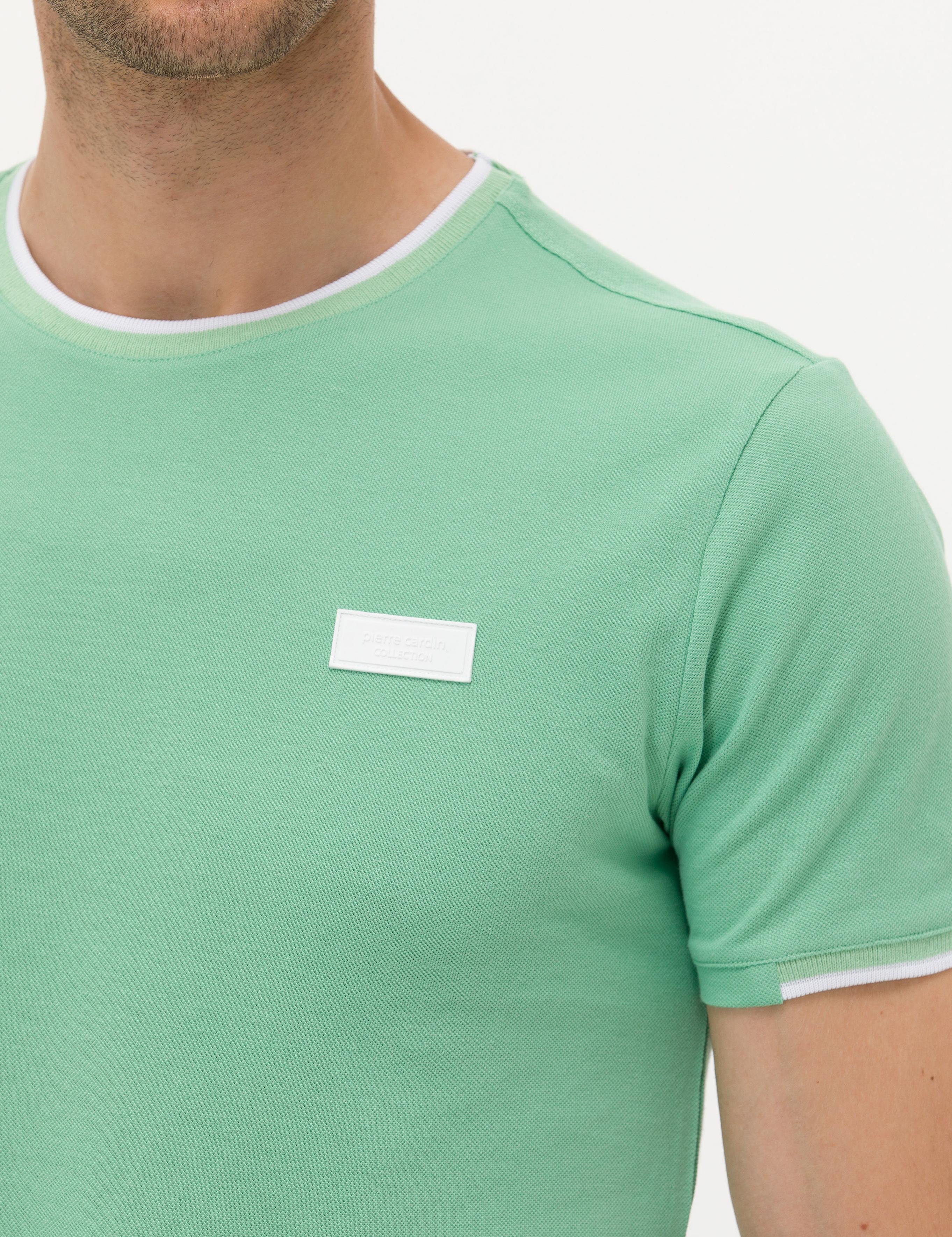 Açık Yeşil Slim Fit Bisiklet Yaka Tişört