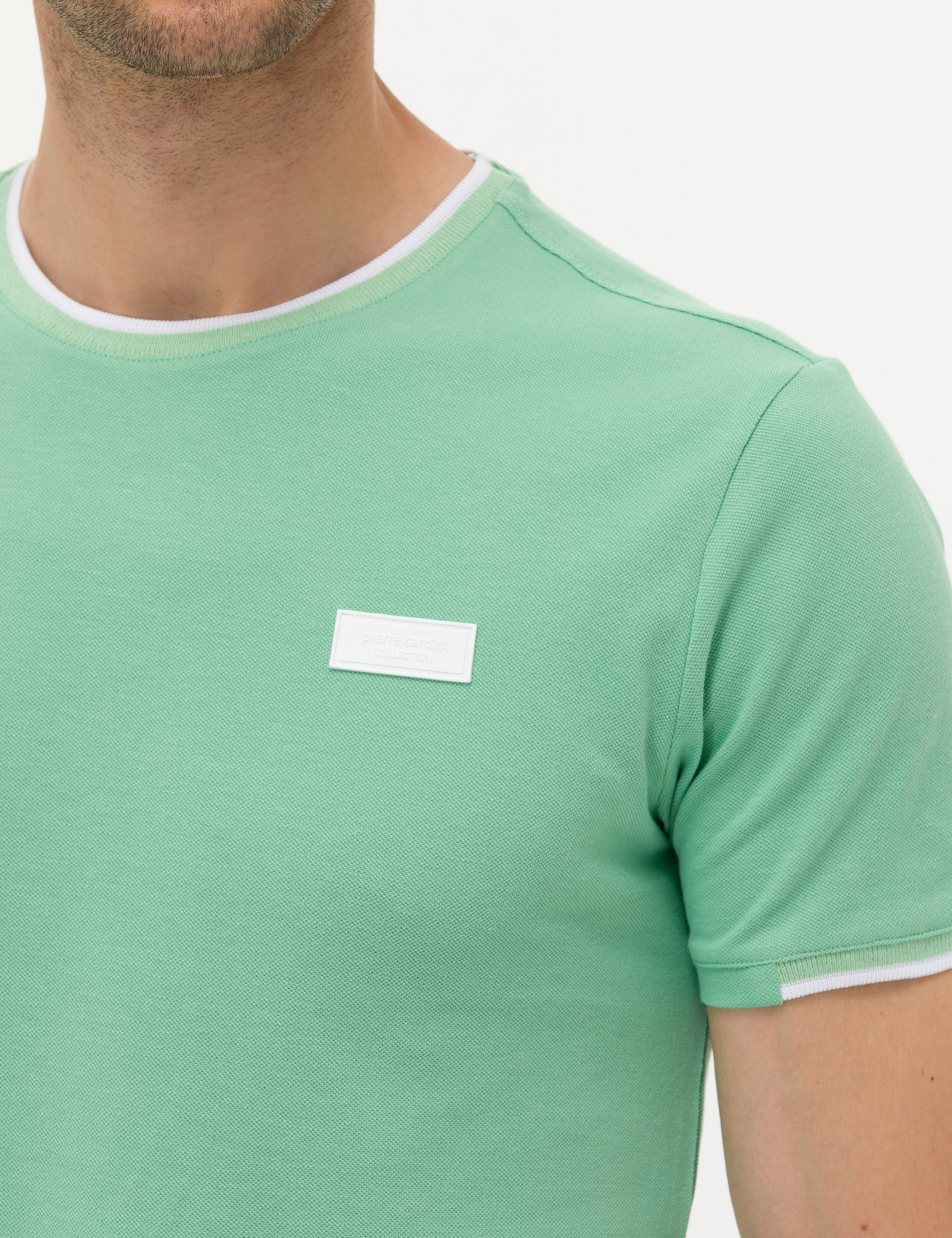 Açık Yeşil Slim Fit Bisiklet Yaka Tişört - Image 7