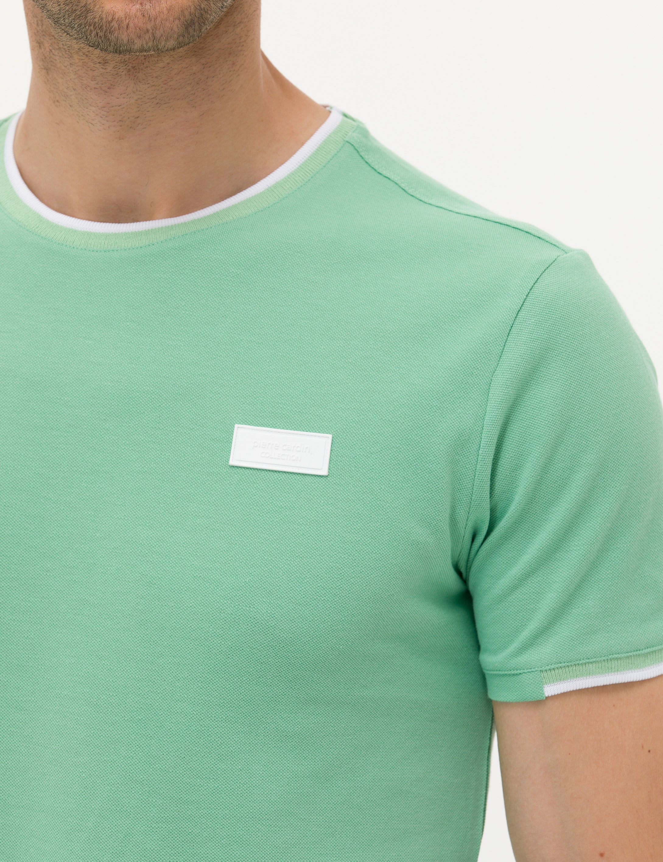 Açık Yeşil Slim Fit Bisiklet Yaka Tişört