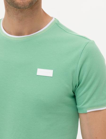 Açık Yeşil Slim Fit Bisiklet Yaka Tişört - 50262632087