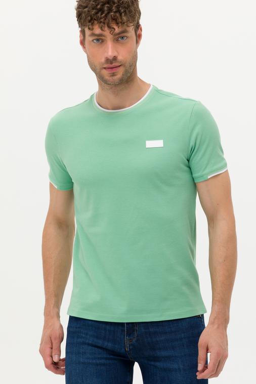 Açık Yeşil Slim Fit Bisiklet Yaka Tişört