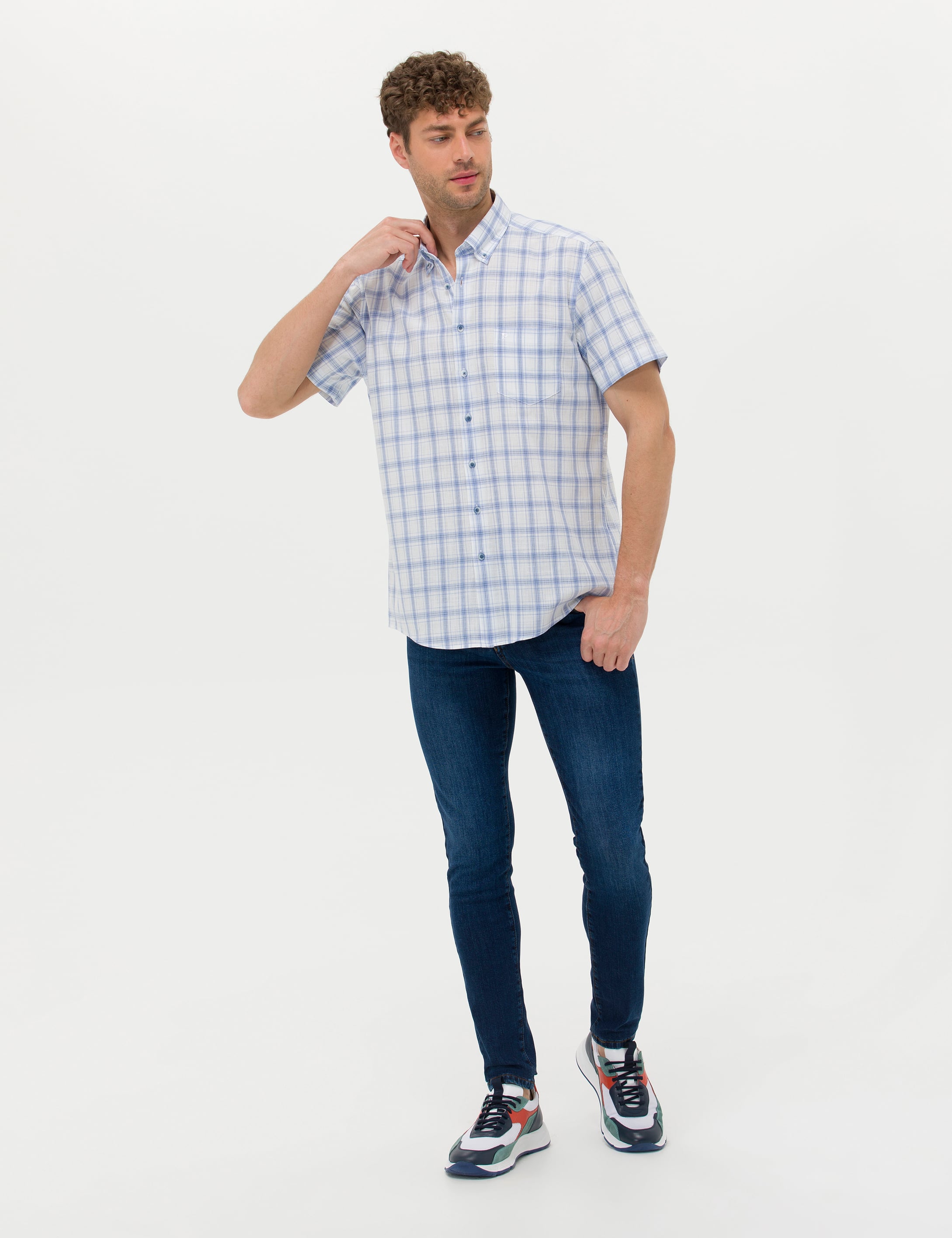 Pierre Cardin Mavi Regular Fit Kısa Kollu Gömlek görsel 4