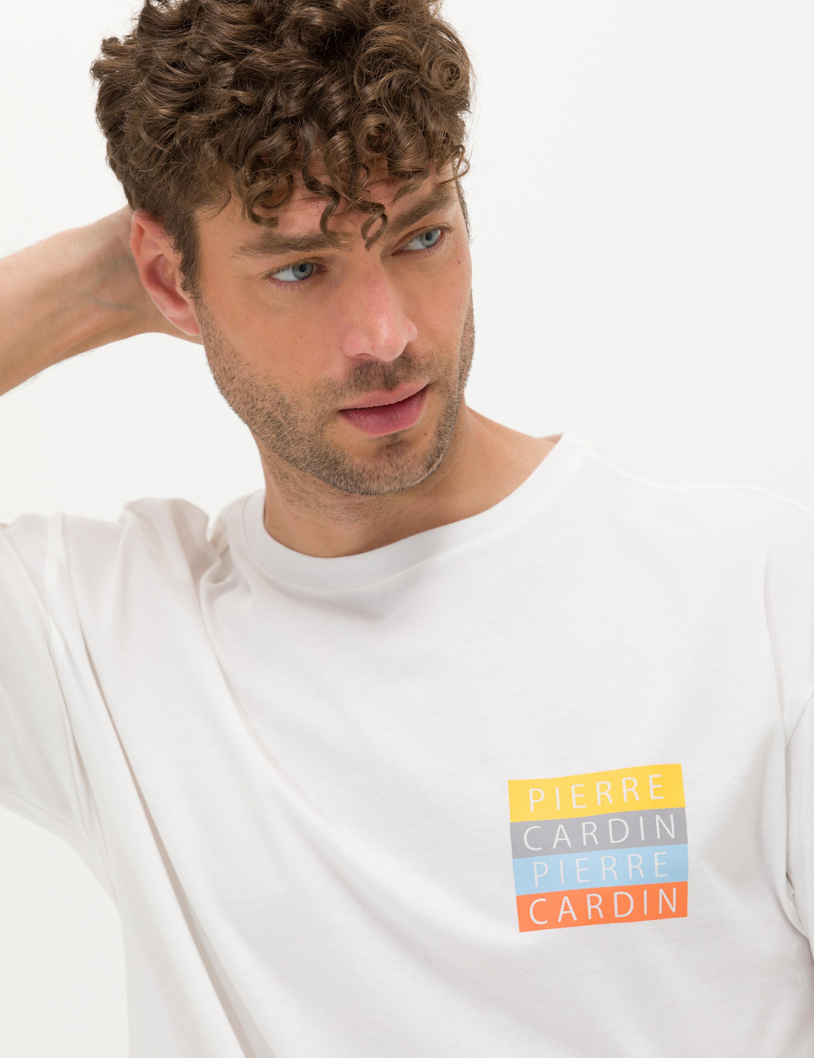 Ekru Comfort Fit Bisiklet Yaka Tişört