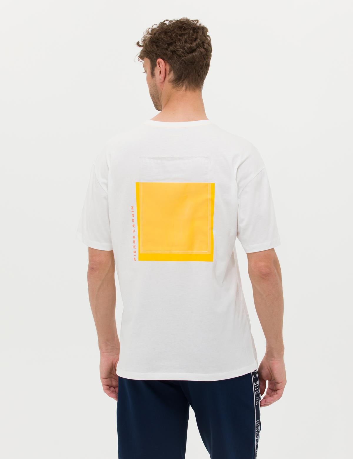 Ekru Comfort Fit Bisiklet Yaka Tişört - 50265500063