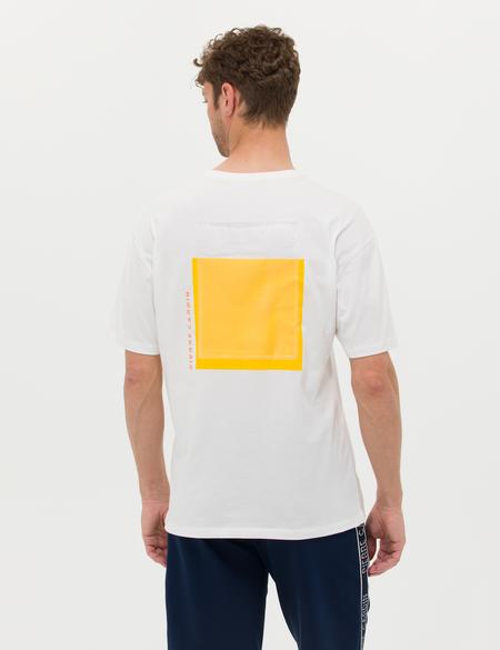 Ekru Comfort Fit Bisiklet Yaka Tişört - 50265500063