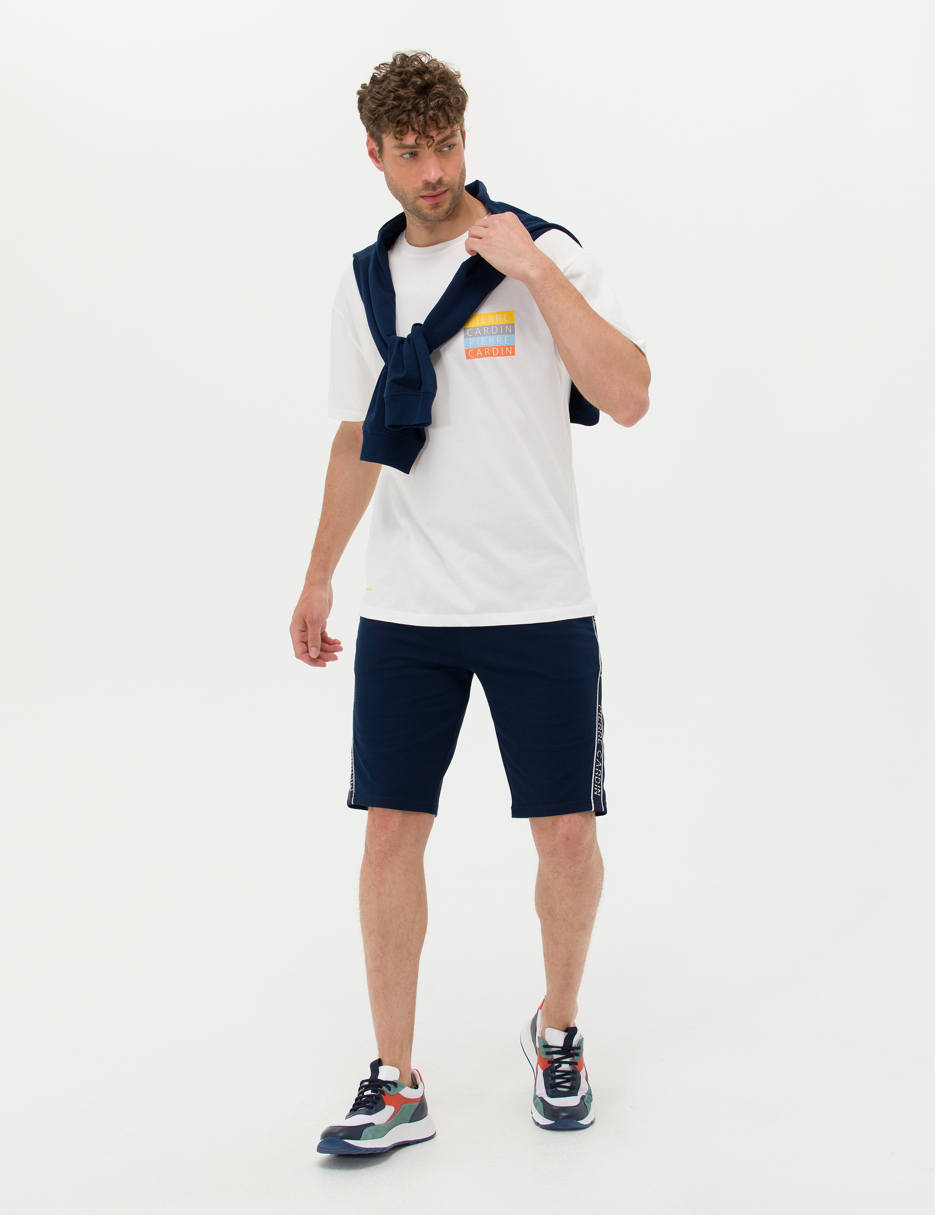 Ekru Comfort Fit %100 Pamuk Bisiklet Yaka Tişört - Image 4