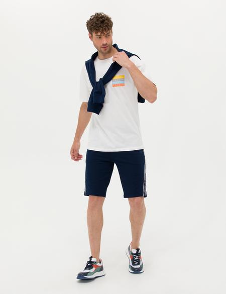 Ekru Comfort Fit Bisiklet Yaka Tişört - 50265500063