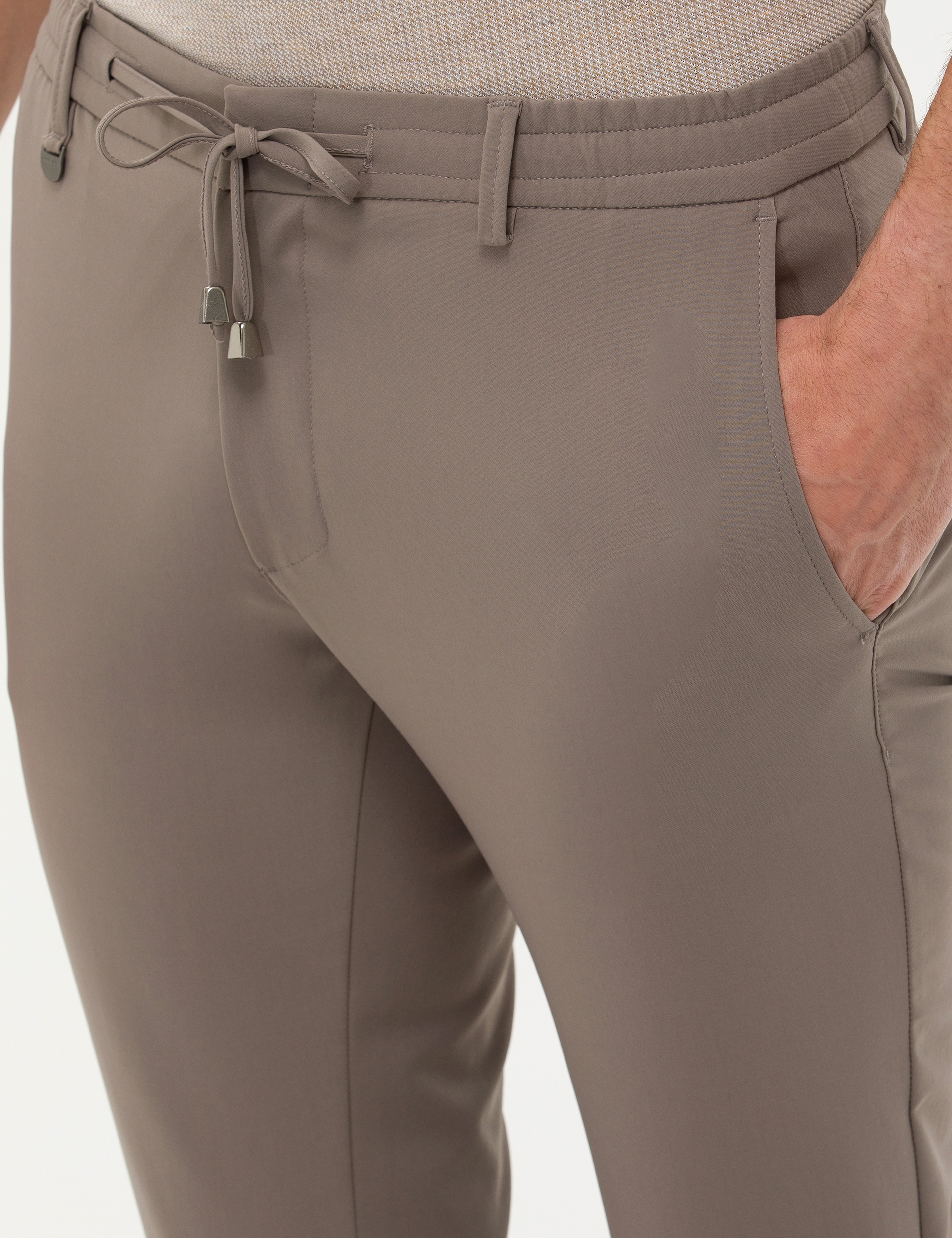 Bej Klasik Jogger Pantolon - Image 5